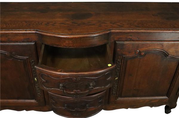Antique French Sideboard Louis XV Rococo 1880 Oak 2-Drawer 3-Drawer