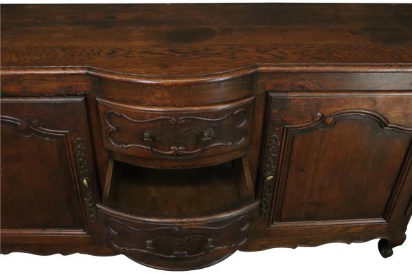Antique French Sideboard Louis XV Rococo 1880 Oak 2-Drawer 3-Drawer