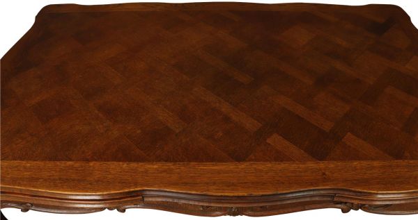 Vintage Dining Table Expanding Louis XV French Rococo Refectory Oak Parquetry