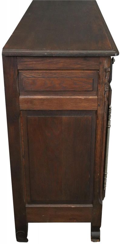 Sideboard Louis XV Rococo Vintage French 1950 Oak 3-Door 3-Drawer