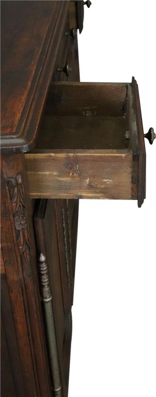 Sideboard Louis XV Rococo Vintage French 1950 Oak 3-Door 3-Drawer