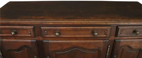 Sideboard Louis XV Rococo Vintage French 1950 Oak 3-Door 3-Drawer