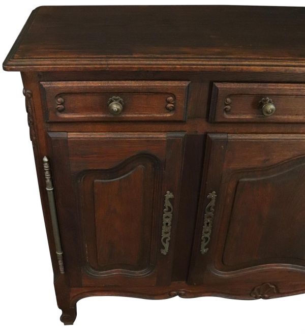 Sideboard Louis XV Rococo Vintage French 1950 Oak 3-Door 3-Drawer