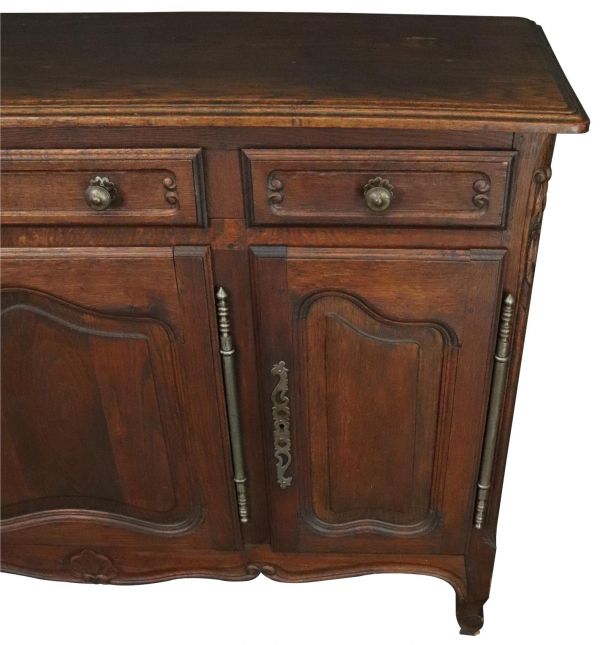 Sideboard Louis XV Rococo Vintage French 1950 Oak 3-Door 3-Drawer