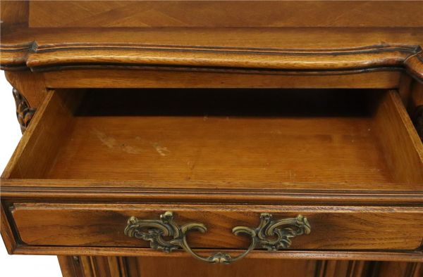 Sideboard Louis XV Rococo French Vintage 1950 Carved Oak 3-Door 3-Drawer