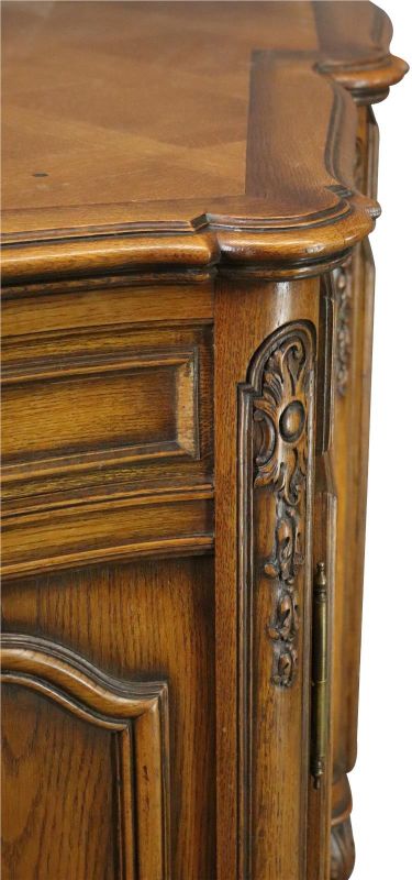 Sideboard Louis XV Rococo French Vintage 1950 Carved Oak 3-Door 3-Drawer