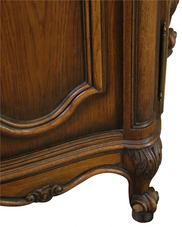 Sideboard Louis XV Rococo French Vintage 1950 Carved Oak 3-Door 3-Drawer