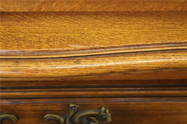 Sideboard Louis XV Rococo French Vintage 1950 Carved Oak 3-Door 3-Drawer