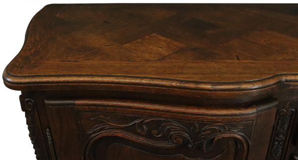 Sideboard Louis XV Rococo French Vintage 1950 Carved Oak 3-Door 3-Drawer