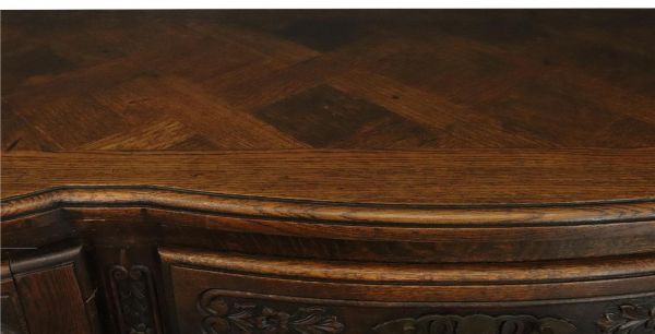 Sideboard Louis XV Rococo French Vintage 1950 Carved Oak 3-Door 3-Drawer