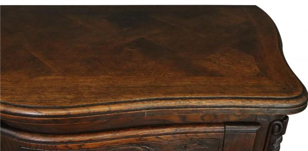 Sideboard Louis XV Rococo French Vintage 1950 Carved Oak 3-Door 3-Drawer