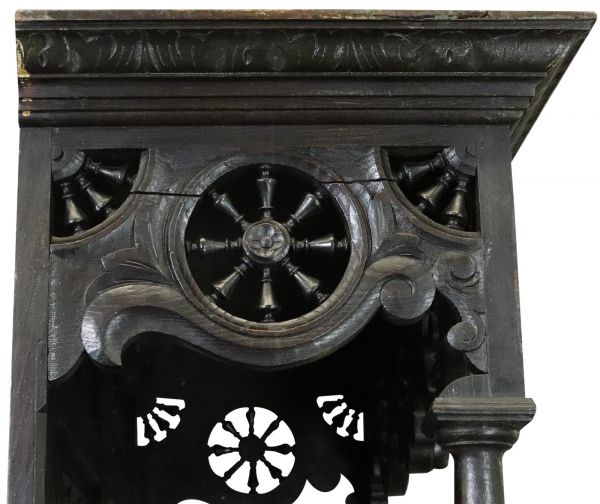 Brittany Buffet Antique French 1900 Chestnut Carved Figures Ship Wheels 2-Door