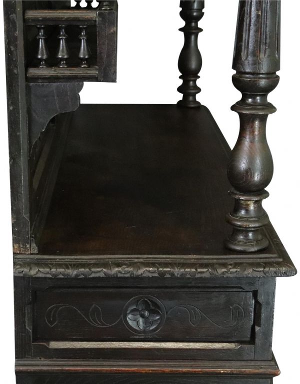 Brittany Buffet Antique French 1900 Chestnut Carved Figures Ship Wheels 2-Door