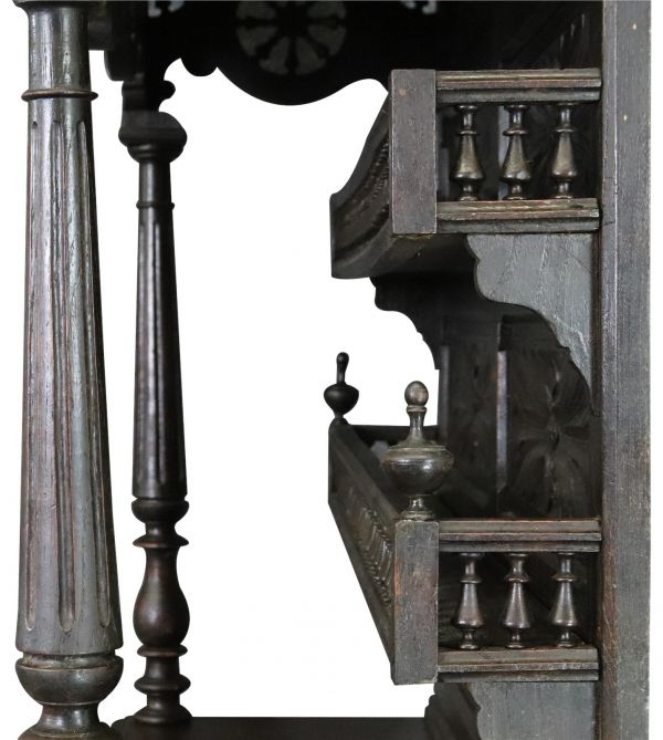 Brittany Buffet Antique French 1900 Chestnut Carved Figures Ship Wheels 2-Door