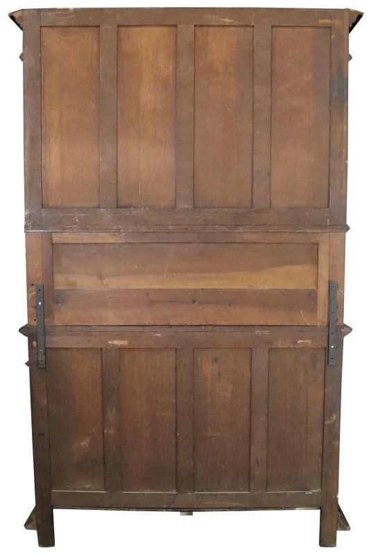 Buffet Antique French Gothic, 1900, Walnut Wood 4-Door 2-Drawer