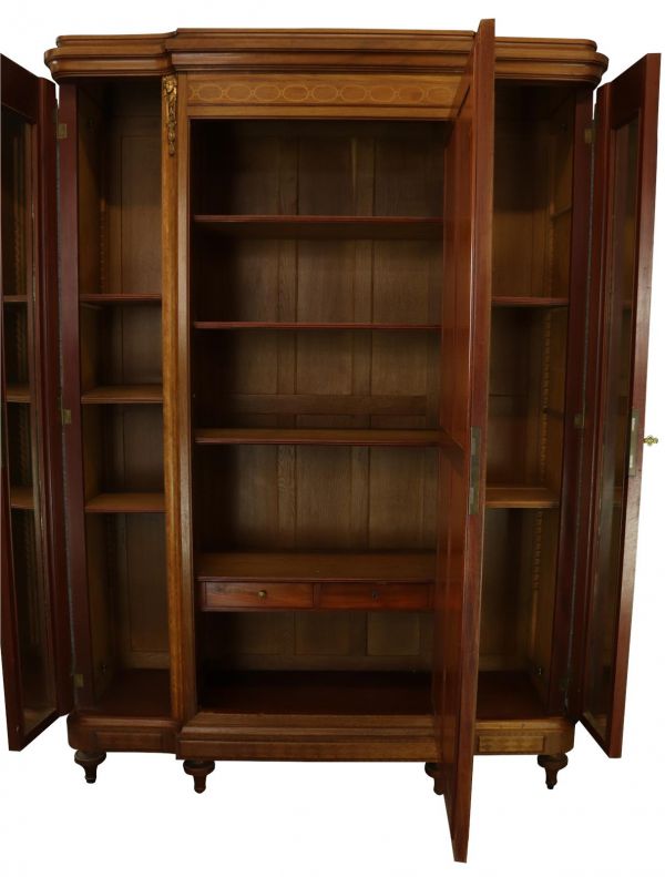 Armoire Louis XVI Antique French Mahogany Rosewood Inlay Satinwood Marquetry