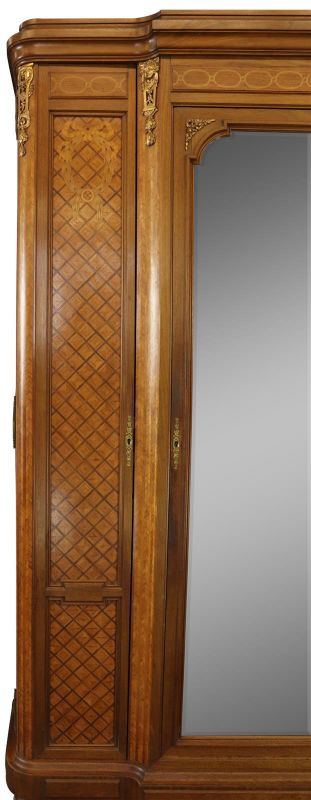 Armoire Louis XVI Antique French Mahogany Rosewood Inlay Satinwood Marquetry