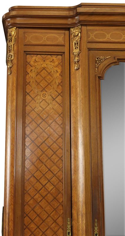 Armoire Louis XVI Antique French Mahogany Rosewood Inlay Satinwood Marquetry