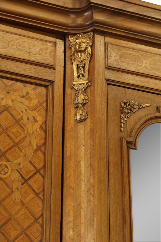 Armoire Louis XVI Antique French Mahogany Rosewood Inlay Satinwood Marquetry