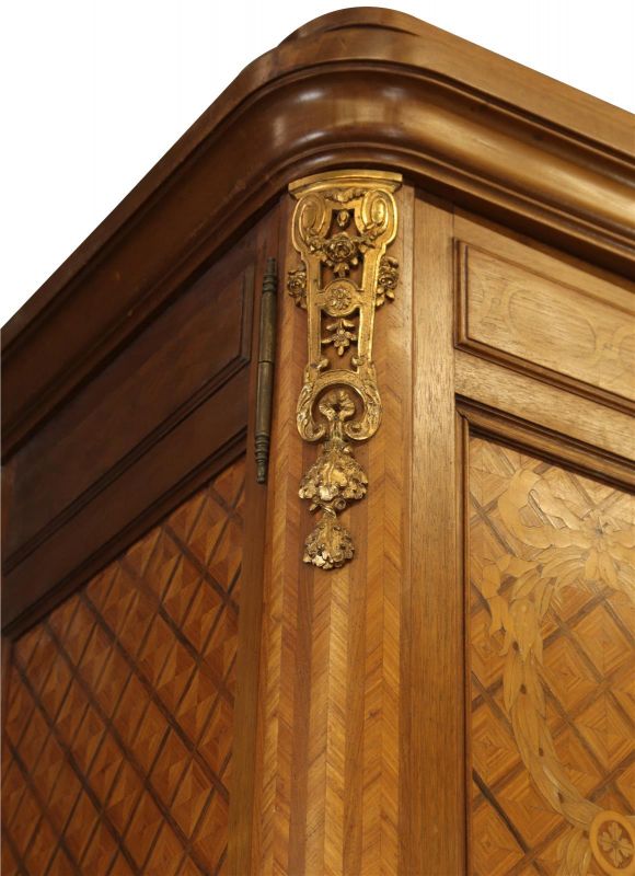 Armoire Louis XVI Antique French Mahogany Rosewood Inlay Satinwood Marquetry