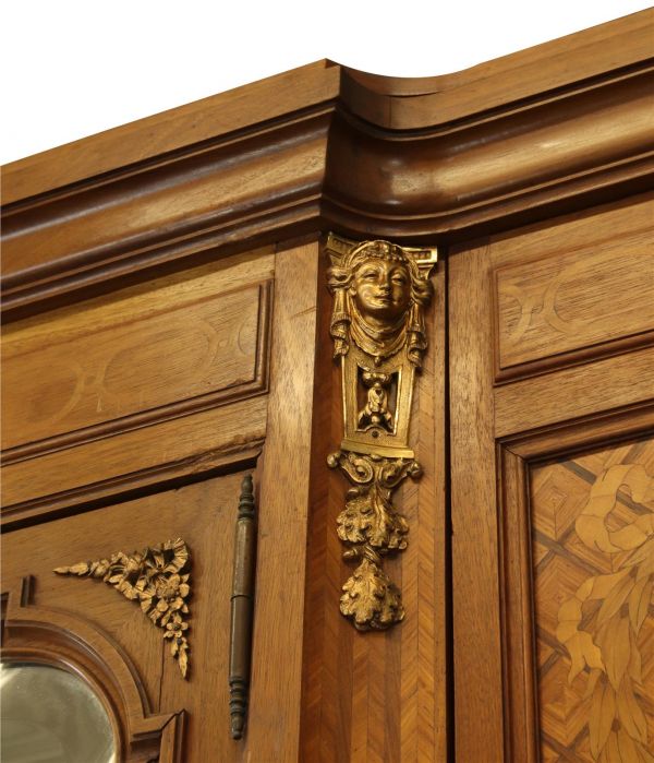 Armoire Louis XVI Antique French Mahogany Rosewood Inlay Satinwood Marquetry