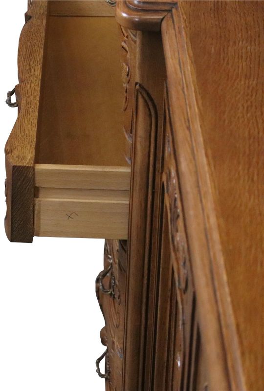 Sideboard Louis XV Rococo Vintage French Oak 4-Door 98 Inches Wide Server