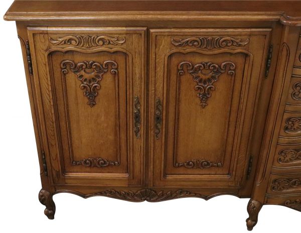 Sideboard Louis XV Rococo Vintage French Oak 4-Door 98 Inches Wide Server