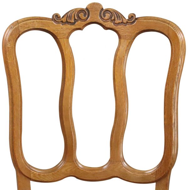 Dining Chairs Louis XV Rococo Vintage 1950 French Oak Cane Rattan Set 6