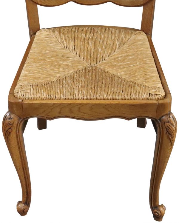 Dining Chairs Louis XV Rococo Vintage 1950 French Oak Cane Rattan Set 6