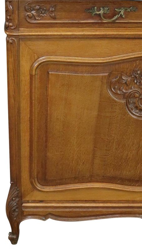 Buffet Louis XV Rococo Antique French 1900 Server Oak Glass 5-Door 2-Drawer
