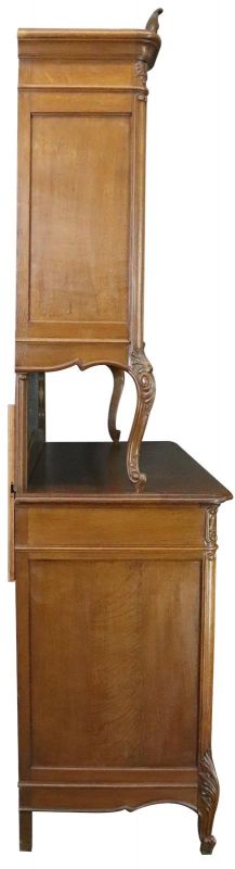 Buffet Louis XV Rococo Antique French 1900 Server Oak Glass 5-Door 2-Drawer