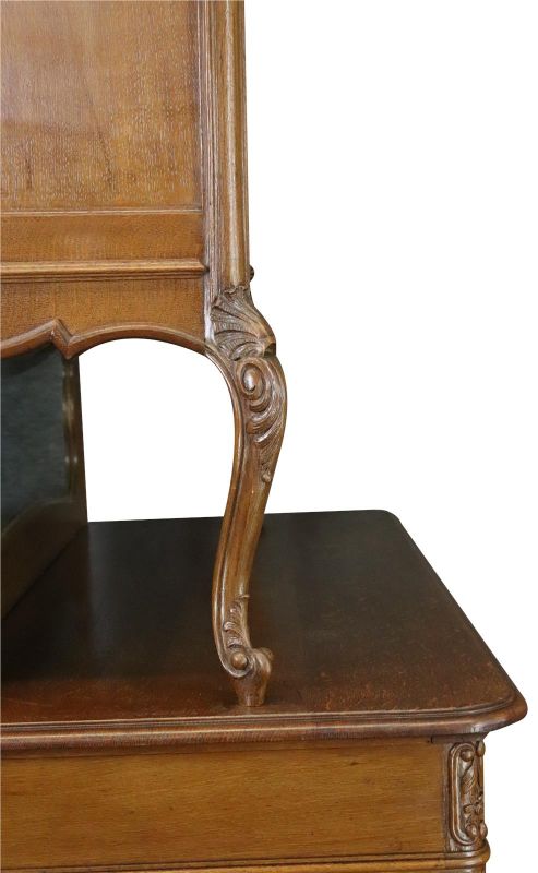 Buffet Louis XV Rococo Antique French 1900 Server Oak Glass 5-Door 2-Drawer