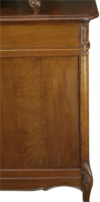 Buffet Louis XV Rococo Antique French 1900 Server Oak Glass 5-Door 2-Drawer