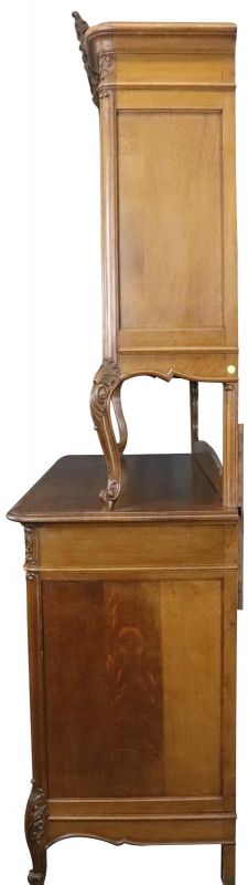 Buffet Louis XV Rococo Antique French 1900 Server Oak Glass 5-Door 2-Drawer