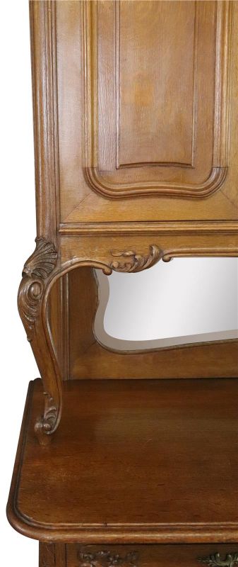Buffet Louis XV Rococo Antique French 1900 Server Oak Glass 5-Door 2-Drawer