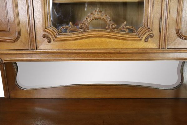 Buffet Louis XV Rococo Antique French 1900 Server Oak Glass 5-Door 2-Drawer