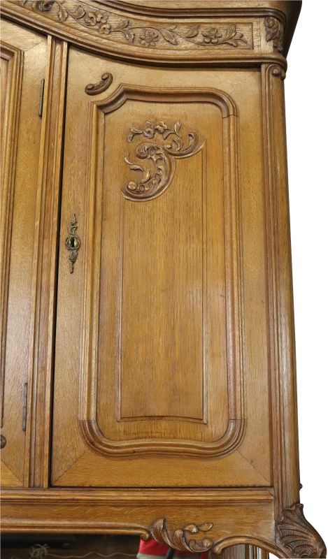 Buffet Louis XV Rococo Antique French 1900 Server Oak Glass 5-Door 2-Drawer