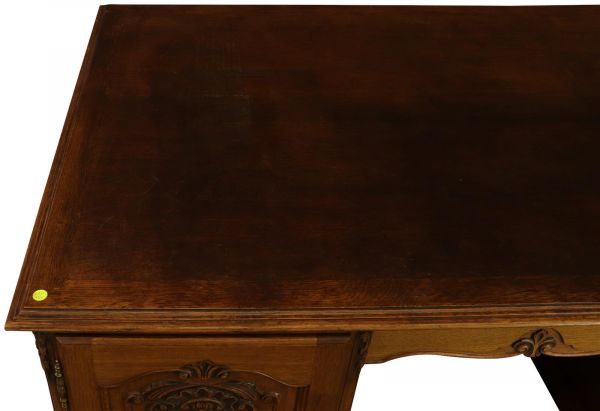 Desk and Chair Louis XV Rococo Vintage 1950 Oak Wood Office