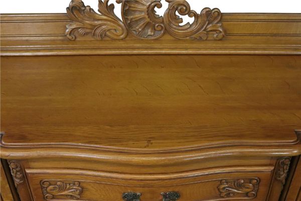 Sideboard Louis XV Rococo Vintage French 1950 Oak 4-Door Pretty Server