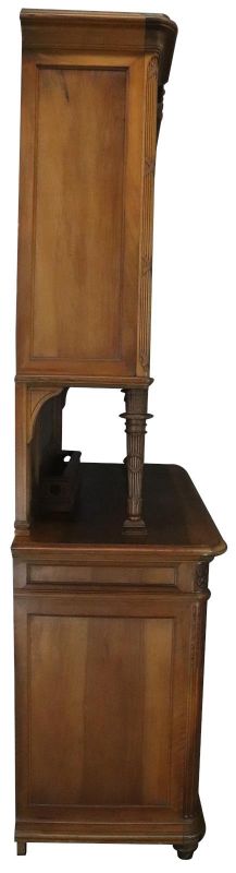Buffet Louis XVI Antique French Walnut 1900 Glass Doors Pretty Carvings