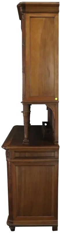 Buffet Louis XVI Antique French Walnut 1900 Glass Doors Pretty Carvings
