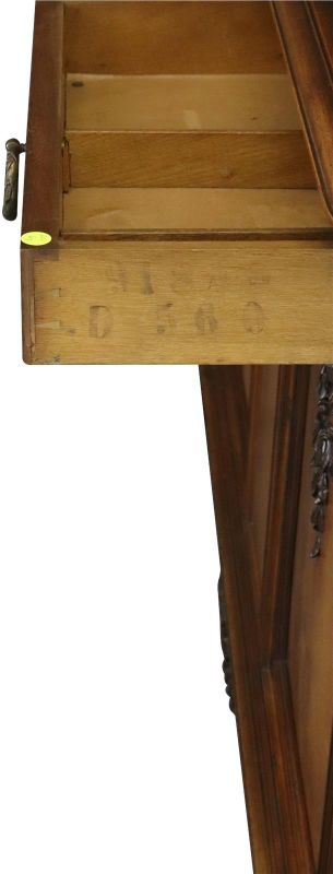 Buffet Louis XVI Antique French Walnut 1900 Glass Doors Pretty Carvings