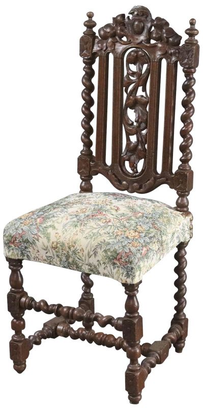 Dining Chairs Set 8 Antique French 1880 Handsome Carved Oak Tapestry Upholstery