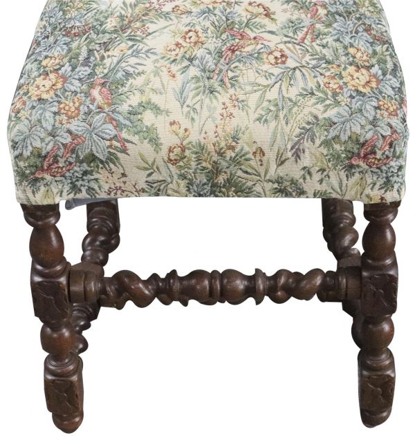 Dining Chairs Set 8 Antique French 1880 Handsome Carved Oak Tapestry Upholstery
