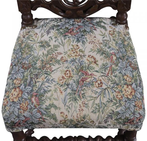 Dining Chairs Set 8 Antique French 1880 Handsome Carved Oak Tapestry Upholstery