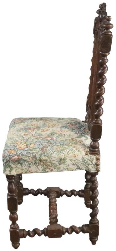 Dining Chairs Set 8 Antique French 1880 Handsome Carved Oak Tapestry Upholstery