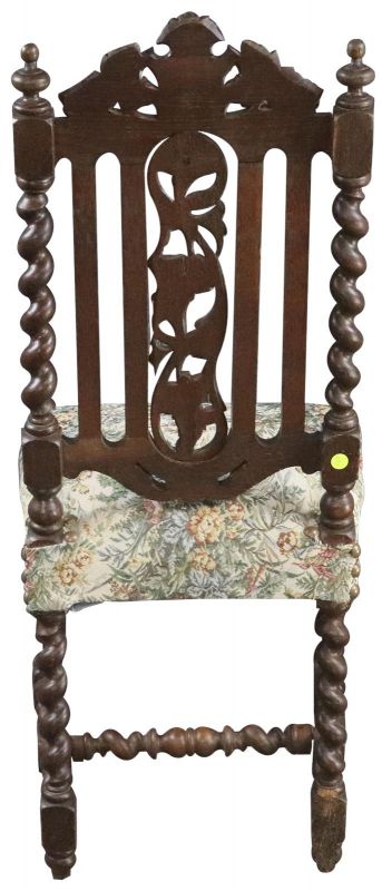 Dining Chairs Set 8 Antique French 1880 Handsome Carved Oak Tapestry Upholstery