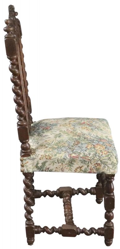 Dining Chairs Set 8 Antique French 1880 Handsome Carved Oak Tapestry Upholstery