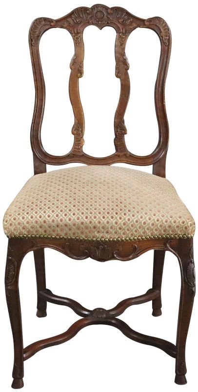 Dining Chairs Louis XV Rococo Sage Mauve Upholstery Antique French Walnut Set 8