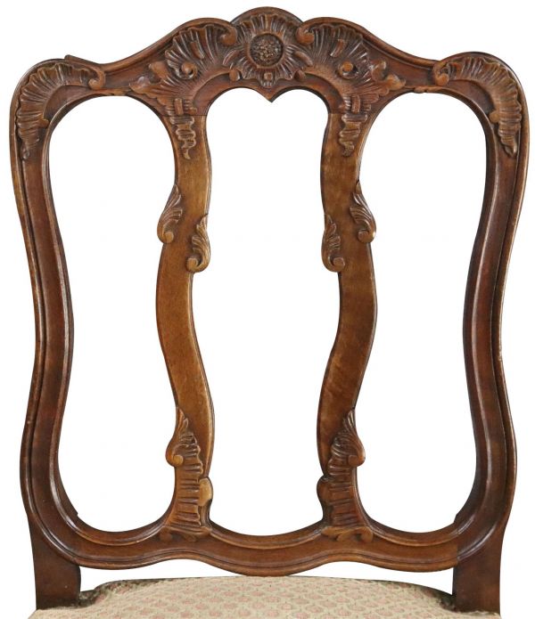 Dining Chairs Louis XV Rococo Sage Mauve Upholstery Antique French Walnut Set 8